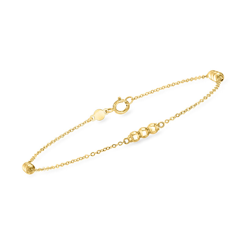 Italian 10kt Yellow Gold Three-Bead Station Bracelet image number 0