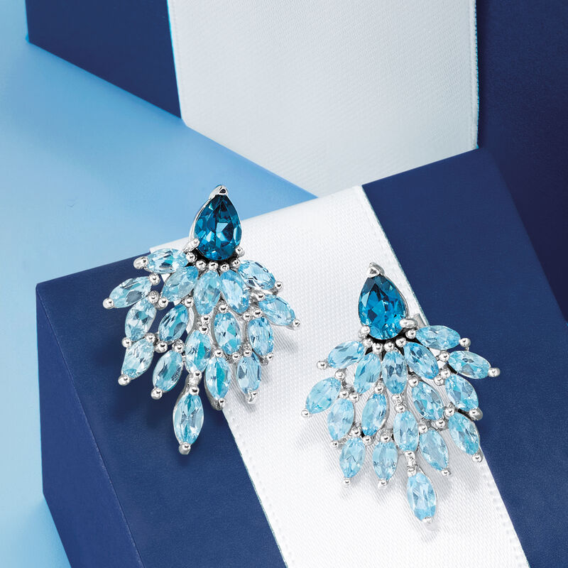 7.20 ct. t.w. Blue Topaz Drop Earrings in Sterling Silver  image number 3