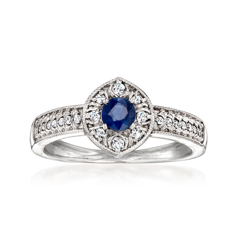 .30 Carat Sapphire Ring with .13 ct. t.w. Diamonds in Sterling Silver image number 0