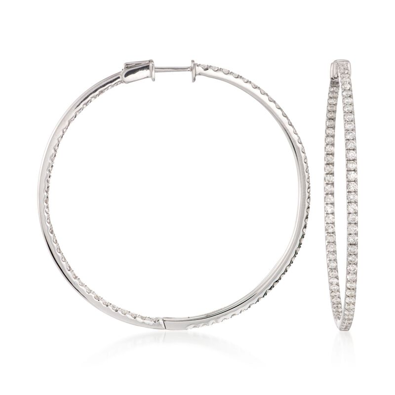 2.40 ct. t.w. Diamond Inside-Outside Hoop Earrings in 18kt White Gold. 1 3/4&quot; image number 0