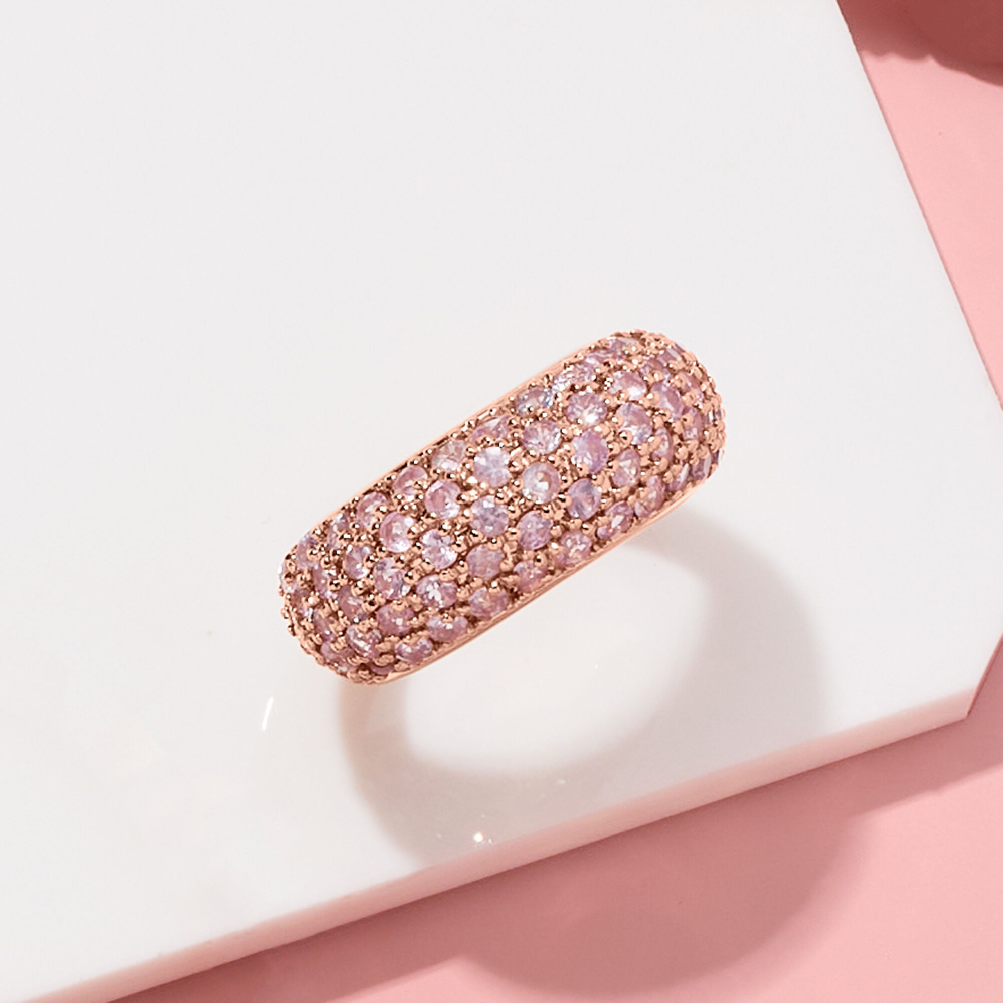 2.50 ct. t.w. Pave Pink Sapphire Ring in 14kt Rose Gold