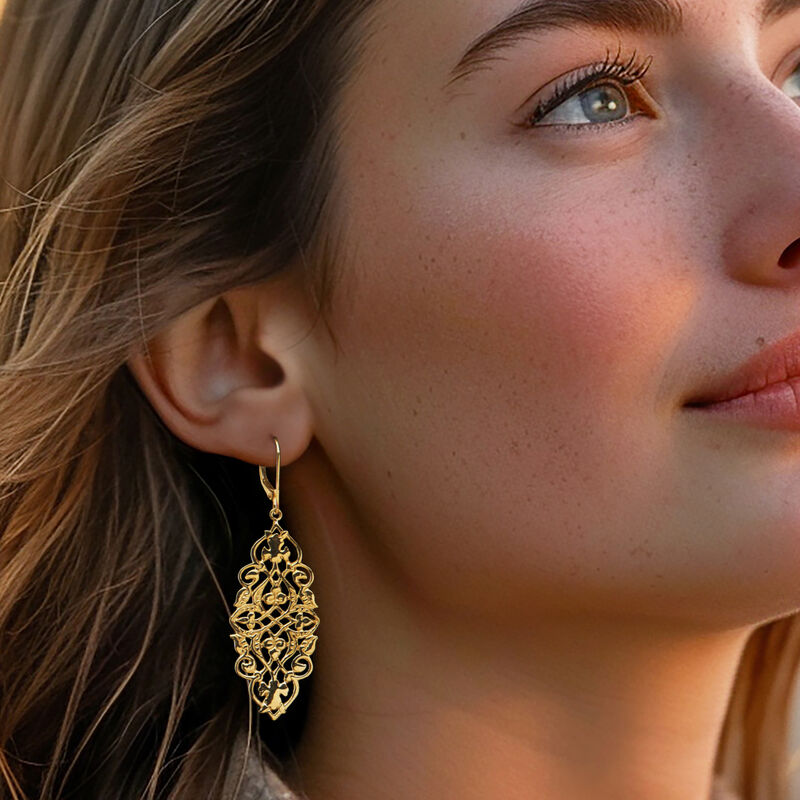 18kt Gold Over Sterling Filigree Drop Earrings image number 1