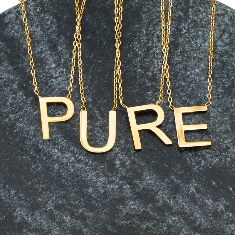 W - Italian 14kt Yellow Gold Initial Necklace. 16&quot; image number 4