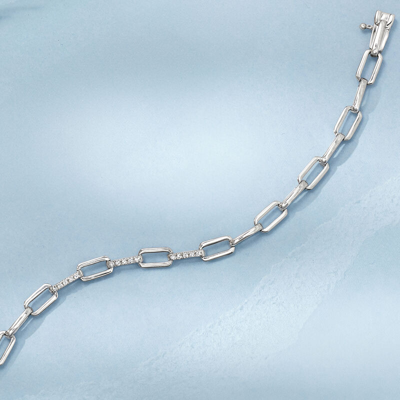.15 ct. t.w. Diamond Paper Clip Link Bracelet in Sterling Silver image number 2