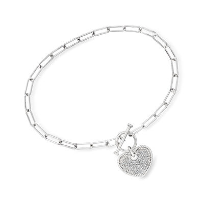 .20 ct. t.w. Diamond Heart Toggle Bracelet in Sterling Silver