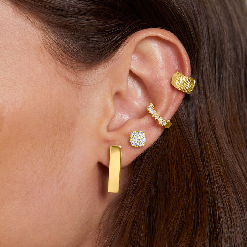 14kt Yellow Gold Cross-Hatched Single Ear Cuff image number 3