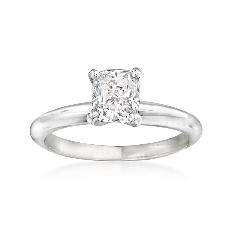 1.01 Carat Certified Cushion-Cut Diamond Engagement Ring in 14kt White Gold. Size 6 image number 0