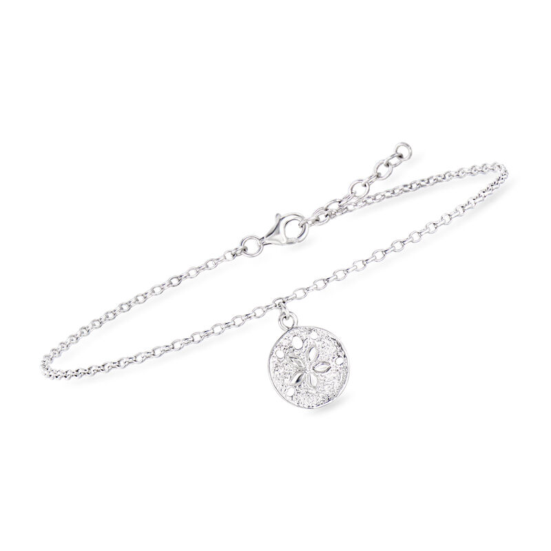 Sterling Silver Sand Dollar Anklet. 9&quot; image number 2