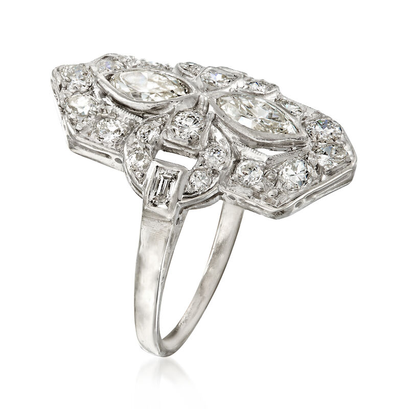 C. 1950 Vintage 1.20 ct. t.w. Diamond Cocktail Ring in Platinum image number 2