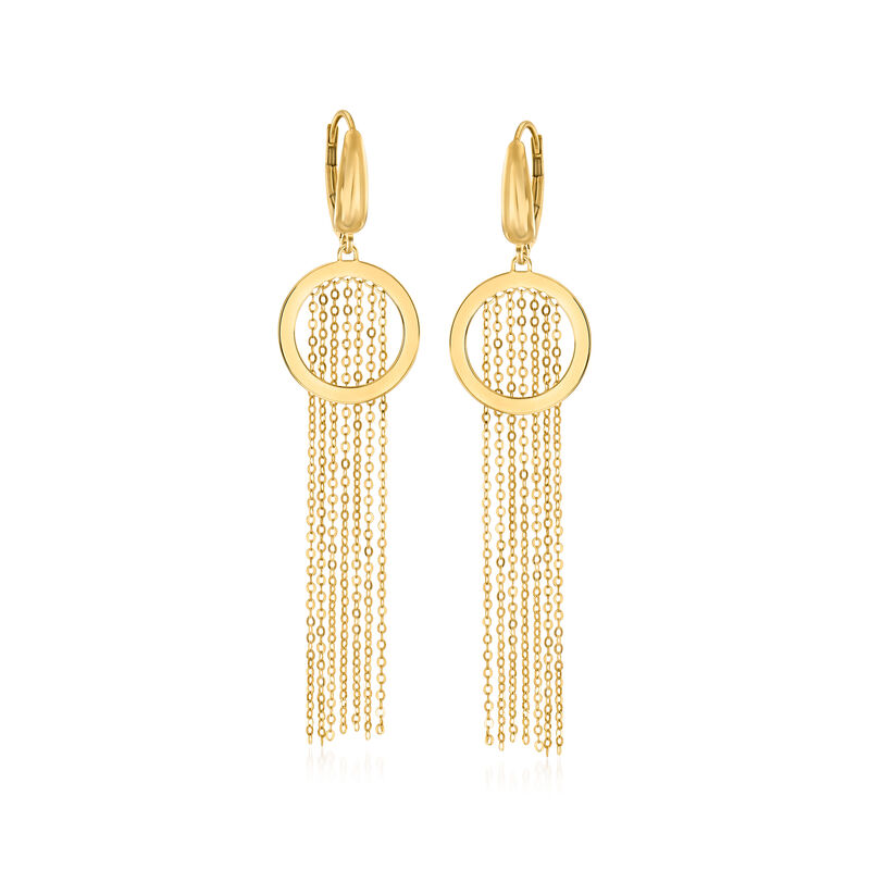 Italian 14kt Yellow Gold Open-Space Circle Fringe Drop Earrings image number 0
