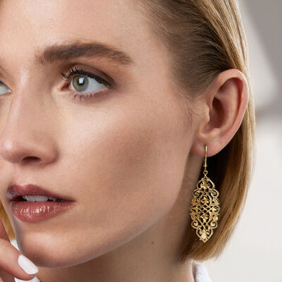 18kt Gold Over Sterling Filigree Drop Earrings