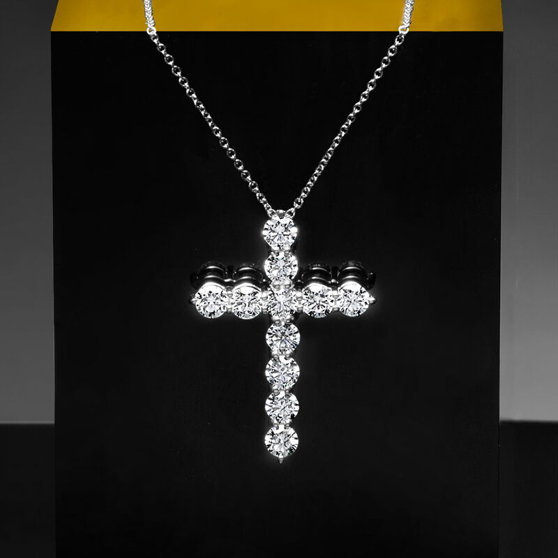 2.00 ct. t.w. Lab-Grown Diamond Cross Pendant Necklace in 14kt White Gold image number 2