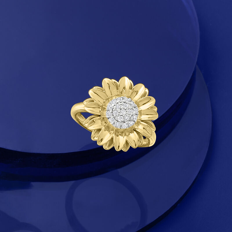 .25 ct. t.w. Diamond Sunflower Ring in 18kt Gold Over Sterling image number 3