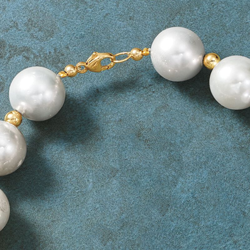 12-15mm Cultured Pearl Necklace with 14kt Yellow Gold image number 3