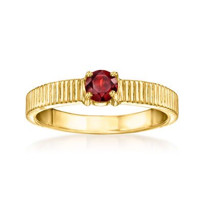 .30 Carat Garnet Ridged Ring in 18kt Gold Over Sterling