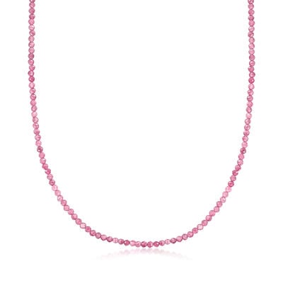 25.00 ct. t.w. Pink Tourmaline Bead Necklace with 18kt Gold Over Sterling