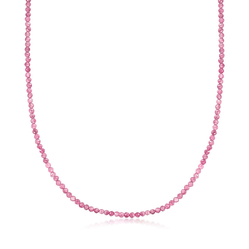 25.00 ct. t.w. Pink Tourmaline Bead Necklace with 18kt Gold Over Sterling. 18" image number 1