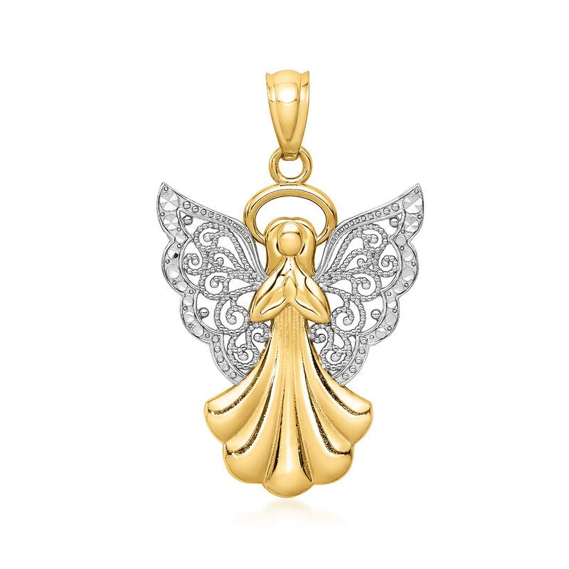 14kt Two-Tone Gold Angel Pendant image number 0