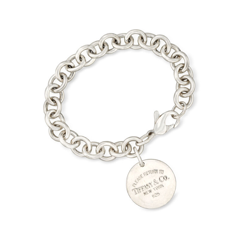 C. 1990 Vintage Tiffany Jewelry Sterling Silver Cable-Link Charm Bracelet image number 0