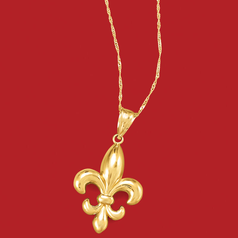 14kt Yellow Gold Fleur-De-Lis Pendant Necklace image number 3