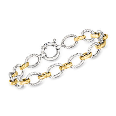 Two-Tone Sterling Silver Oval-Link Bracelet