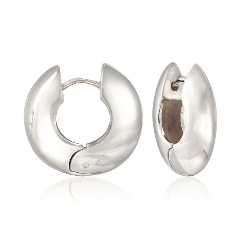 Zina Sterling Silver &quot;Contemporary&quot; Snap Hoop Earrings. 5/8&quot; image number 0