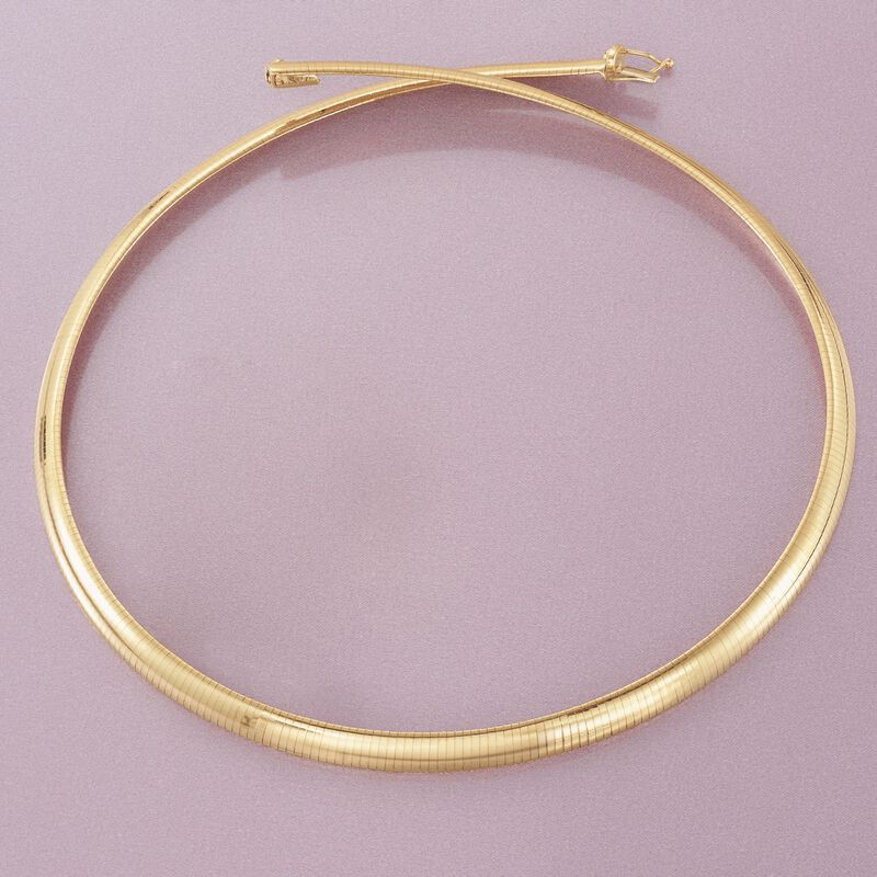 Italian 6mm 14kt Yellow Gold Omega Necklace. 16"