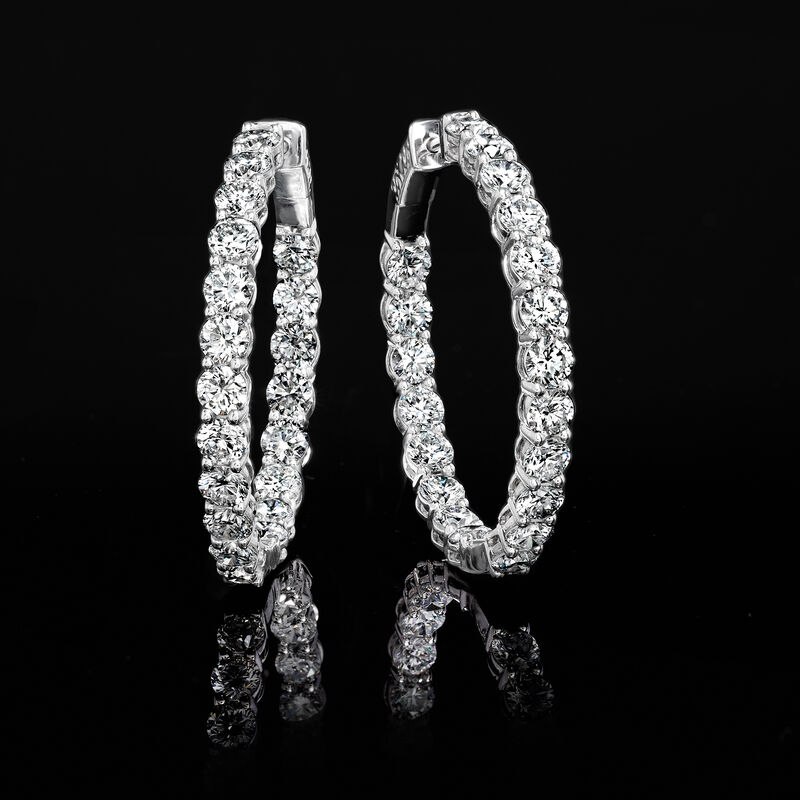 7.00 ct. t.w. Lab-Grown Diamond Inside-Outside Hoop Earrings in 14kt White Gold. 1 1/4&quot; image number 2