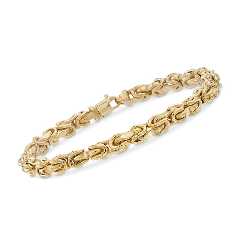 Men's 14kt Yellow Gold Interlocking Links Bracelet. 8.5&quot; image number 0