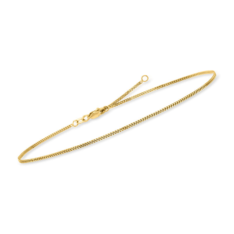 14kt Yellow Gold Adjustable Curb-Link Anklet. 10&quot; image number 2