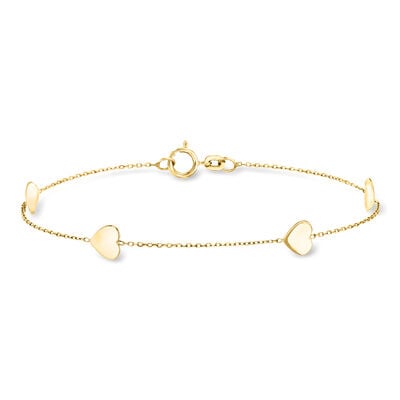 Italian 14kt Yellow Gold Heart Station Bracelet