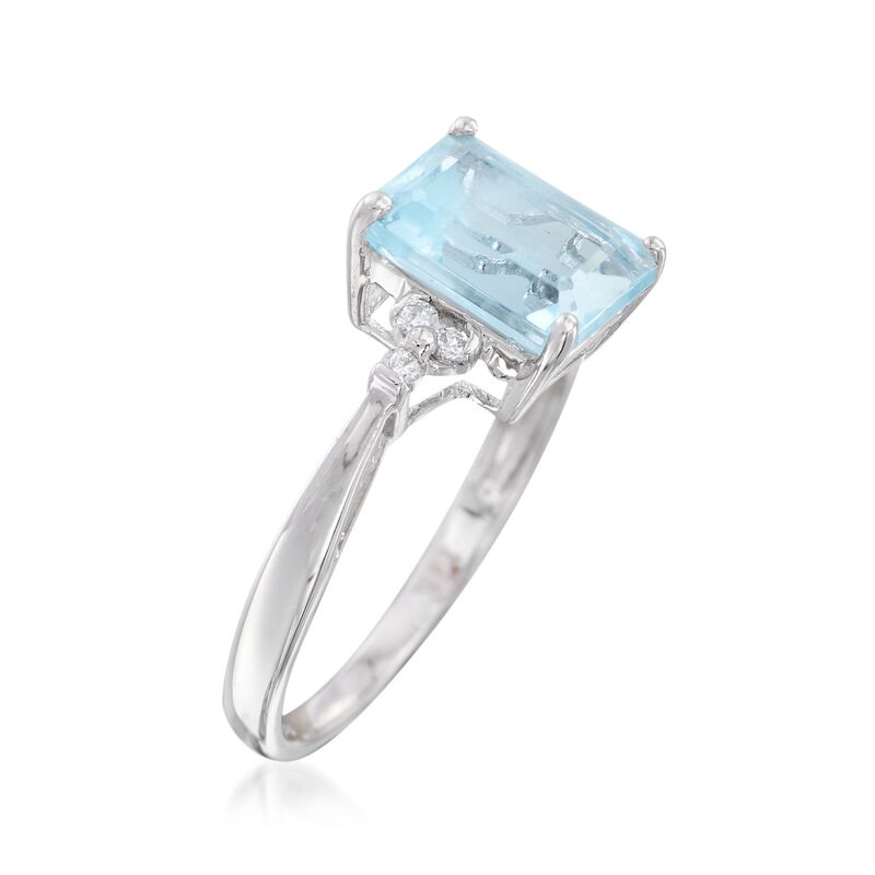 2.05 Carat Aquamarine Ring with Diamond Accents in 14kt White Gold image number 2