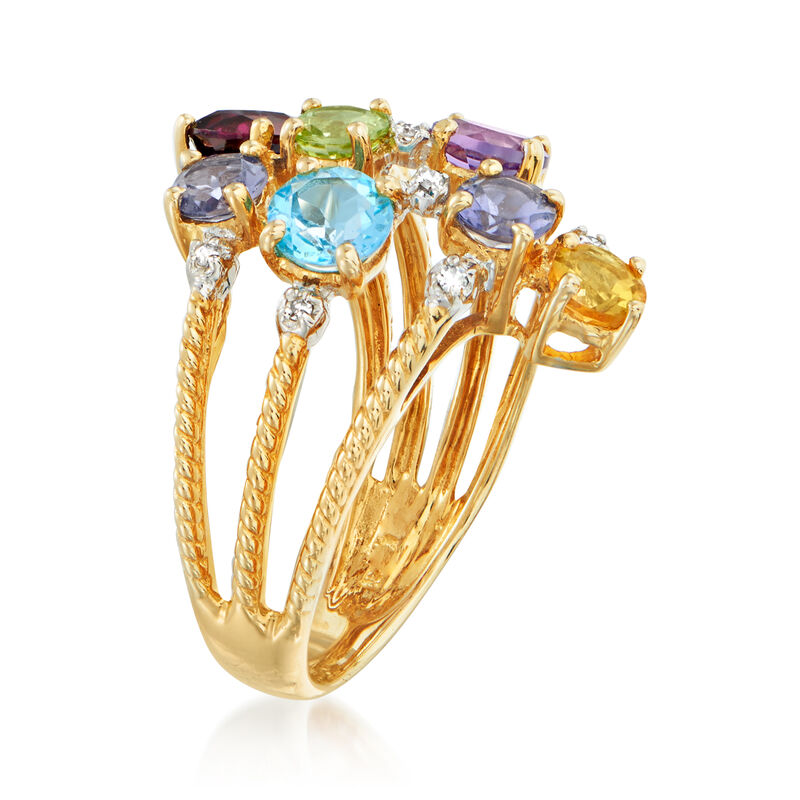 C. 1980 Vintage 2.28 ct. t.w. Multi-Gemstone Cluster Ring in 14kt Yellow Gold. Size 7 image number 2