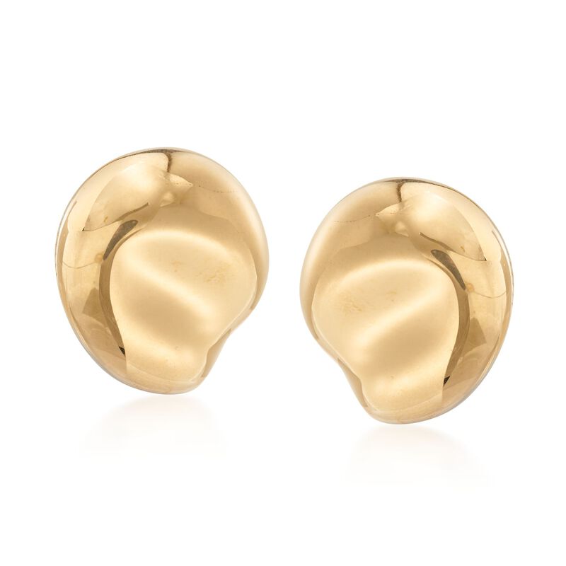 C. 1980 Vintage Tiffany Jewelry &quot;Elsa Peretti&quot; 18kt Yellow Gold Large Bean Earrings  image number 0