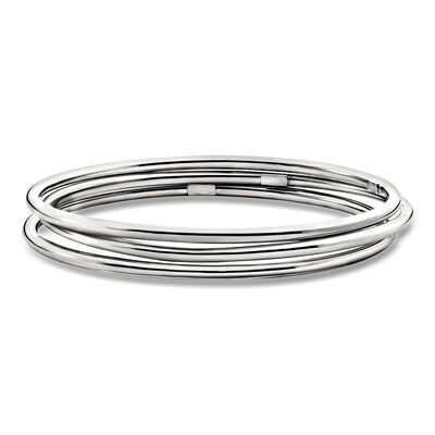 Italian Sterling Silver Jewelry Set: Three Polished Bangle Bracelets