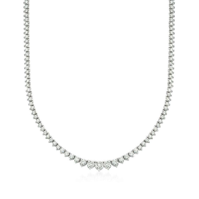 7.00 ct. t.w. Graduated Diamond Tennis Necklace in 14kt White Gold. 16&quot; image number 1