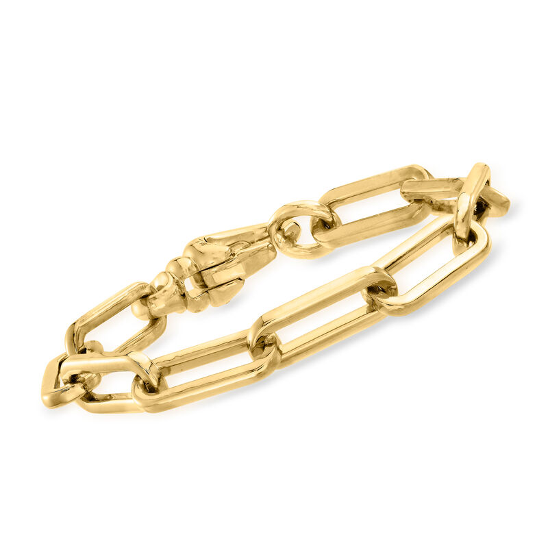 Italian Andiamo 14kt Yellow Gold Over Resin Paper Clip Link Bracelet image number 0