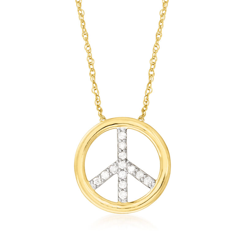 .25 ct. t.w. Diamond Peace Sign Pendant Necklace in 18kt Gold Over Sterling image number 0