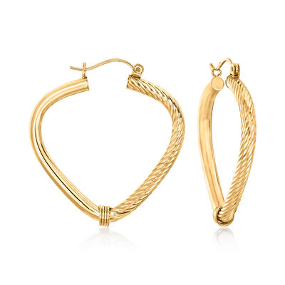 C. 1980 Vintage 14kt Yellow Gold Fancy Hoop Earrings