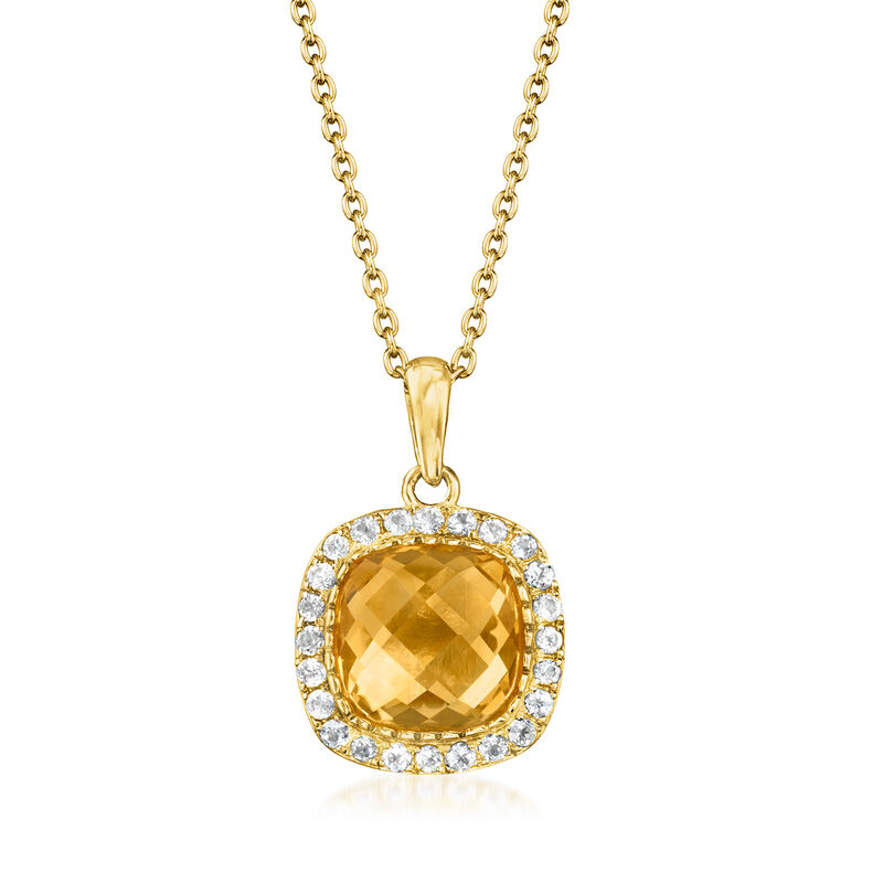 6.25 Carat Citrine and .90 ct. t.w. White Topaz Pendant Necklace in 18kt Gold Over Sterling image number 0