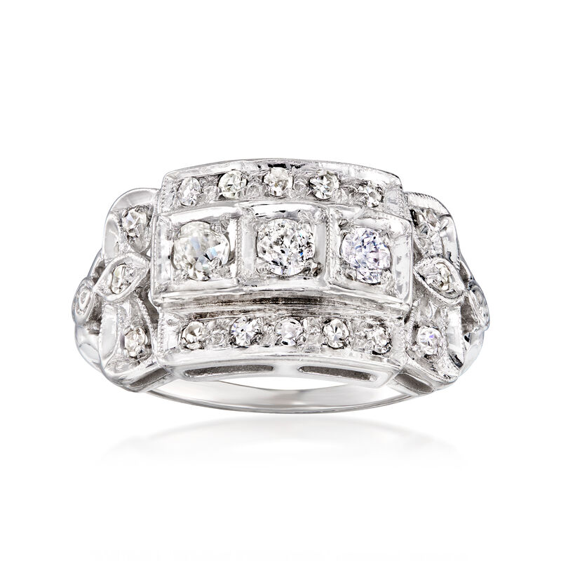 C. 1950 Vintage .70 ct. t.w. Diamond Ring in 14kt White Gold. Size 7.5 image number 0