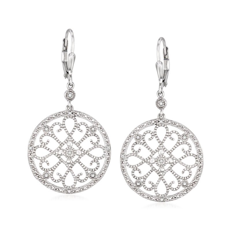 .20 ct. t.w. Diamond Circle Openwork Drop Earrings in Sterling Silver image number 0