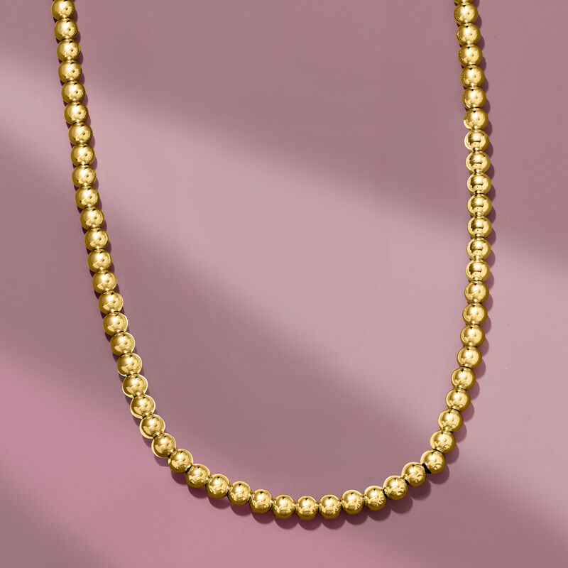 Italian 5mm 18kt Gold Vermeil Bead Necklace image number 4