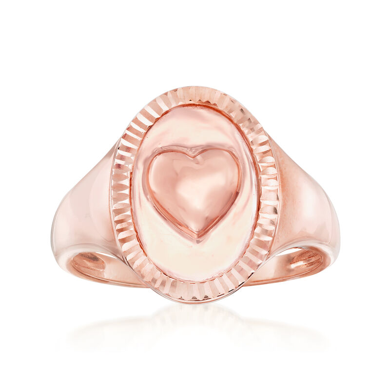 14kt Rose Gold Heart Signet Ring image number 0