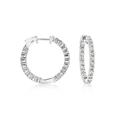 2.00 ct. t.w. Lab-Grown Diamond Inside-Outside Hoop Earrings in Sterling Silver