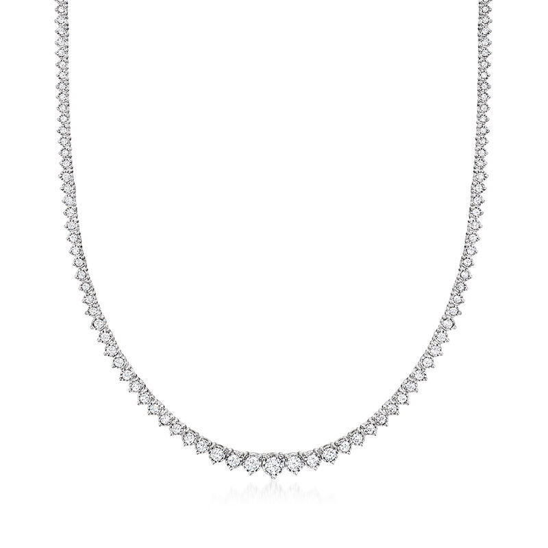 3.00 ct. t.w. Graduated Lab-Grown Diamond Tennis Necklace in Sterling Silver. 20"