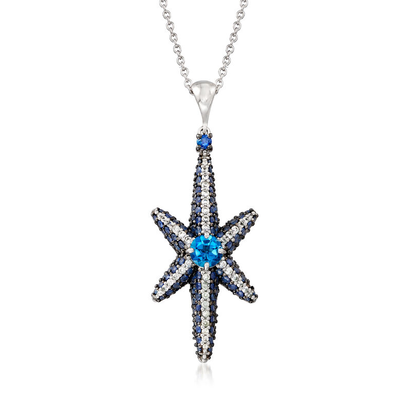 4.20 ct. t.w. Multi-Gemstone Star Pendant Necklace in Sterling Silver image number 0
