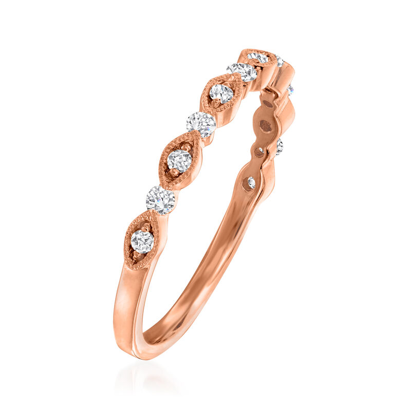 Henri Daussi .20 ct. t.w. Diamond Wedding Band in 14kt Rose Gold image number 2