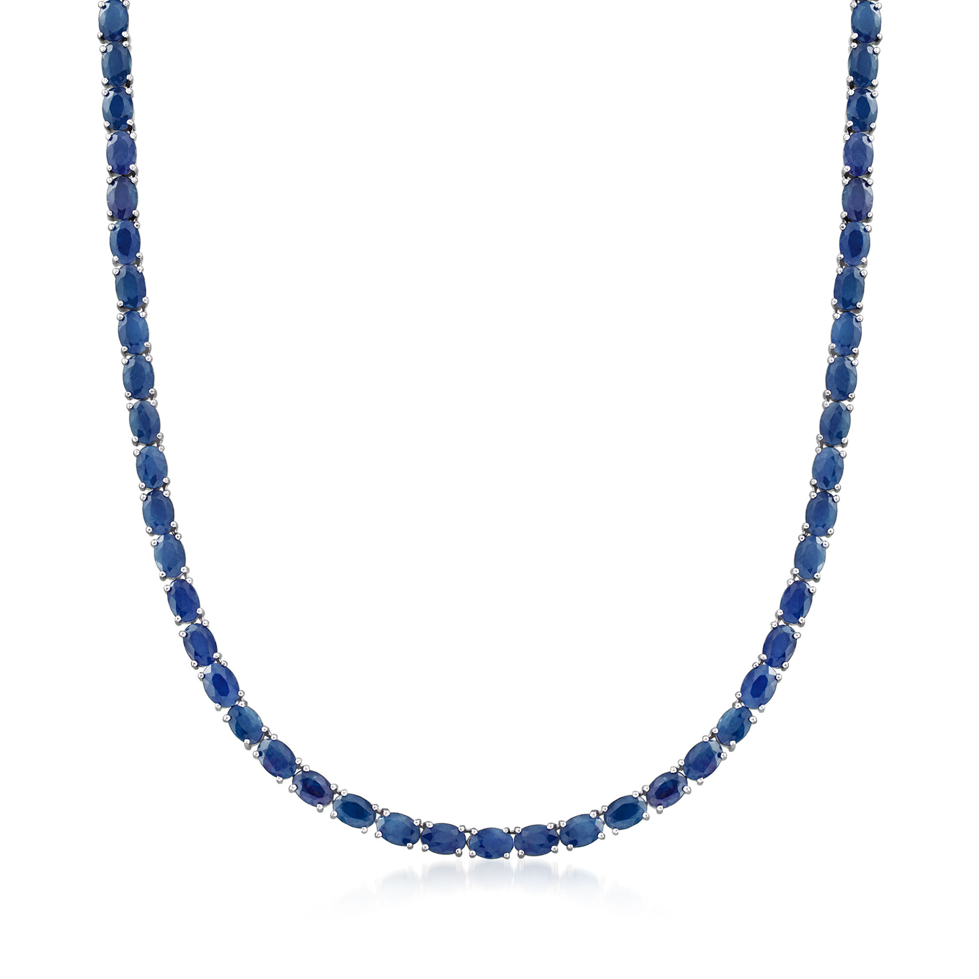 40.00 ct. t.w. Sapphire Tennis Necklace in Sterling Silver | Ross