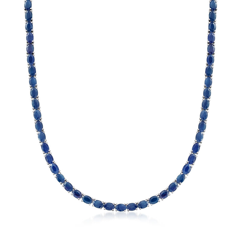 40.00 ct. t.w. Sapphire Tennis Necklace in Sterling Silver image number 0